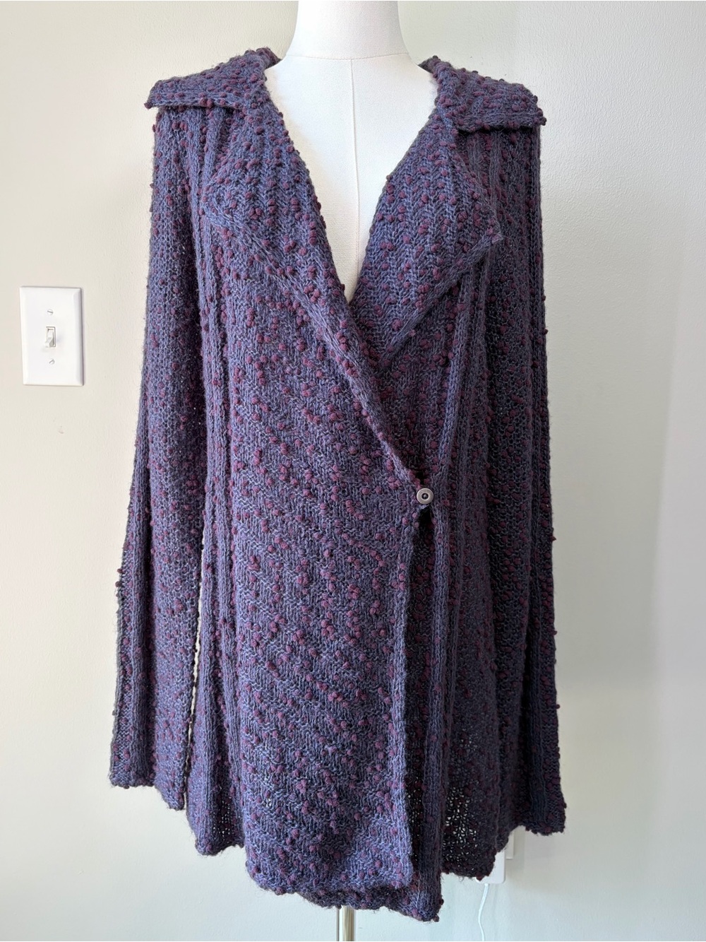 Royal Robbins Purple Popcorn Knit Wrap Cardigan Sweater Rustic Earthy Cozy